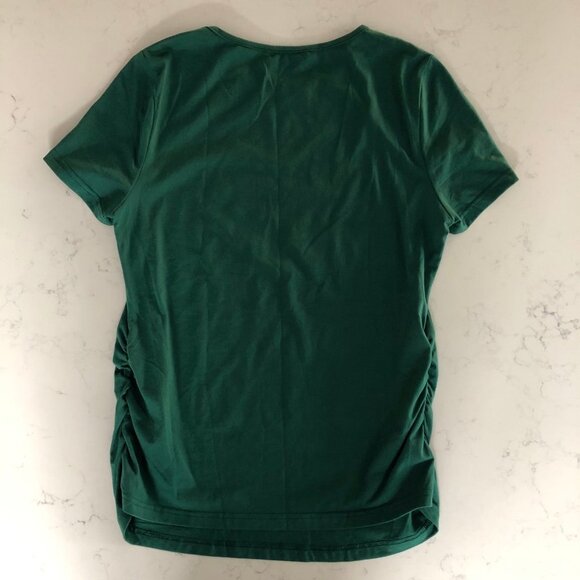 Shein Casual Short Slv Scoop Neck Ruched Sides Poly Blend Top Green Sz 6 NWOT - Picture 7 of 11